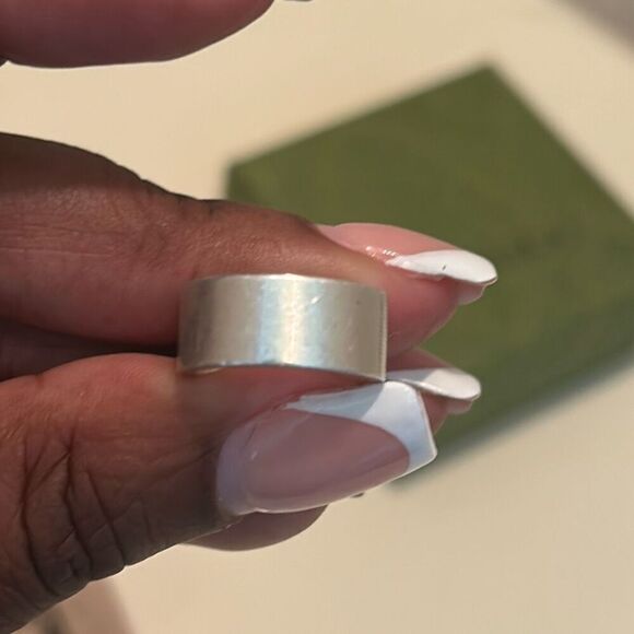 Gucci G Logo Wide Band Ring 925 Sterling Silver Size 5 Luxury - Picture 4 of 11